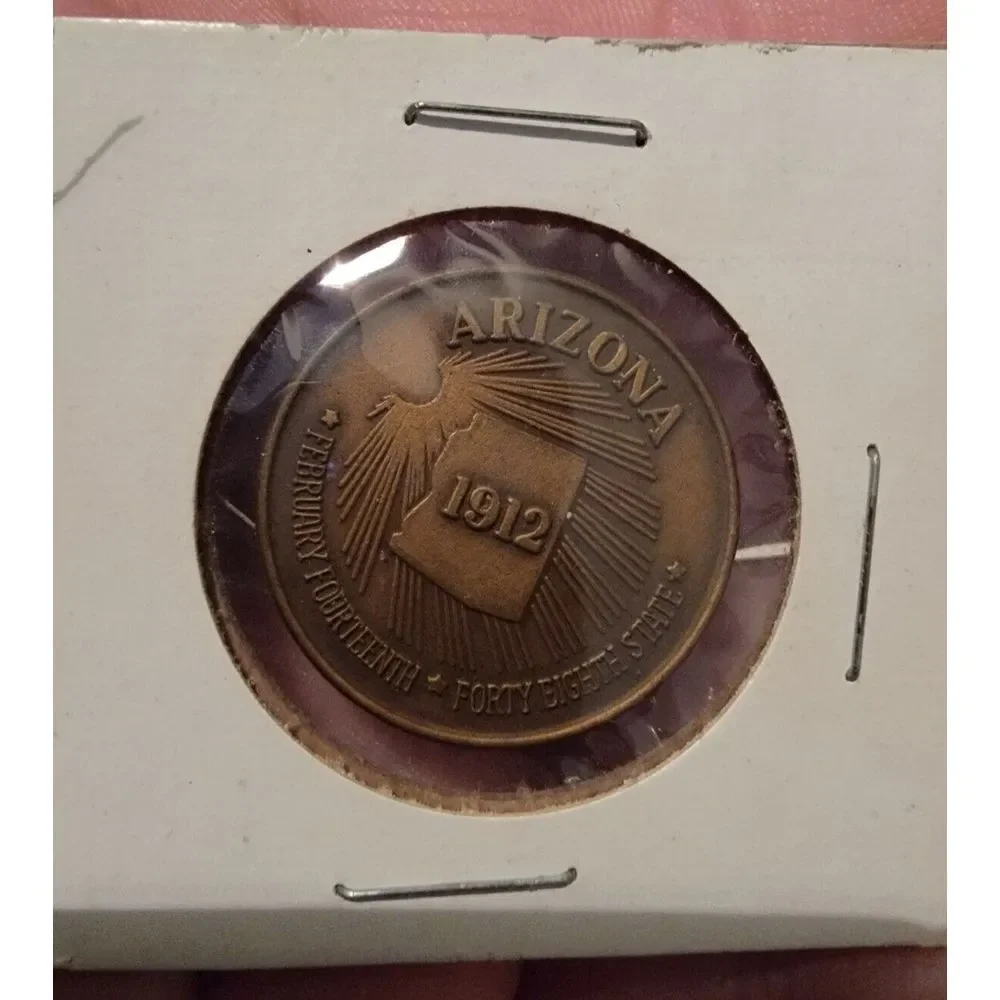 Vintage Continental Airlines Coin Medallion 48th State 1912 Arizona Rare